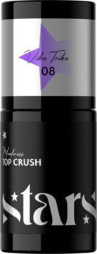 Czarny tusz STARS TOP CRUSH w cylindrycznym opakowaniu, z fioletową gwiazdą i nazwą Vibe Tribe 08, widok z przodu.