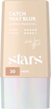 Podkład kryjący Stars Catch That Blur 30 Nude, beżowy, z efektem blur, widok z przodu.