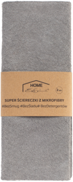 Szare ściereczki z mikrofibry HOME Ewa Schmitt, 2 szt., do czyszczenia bez smug, śladów i detergentów.