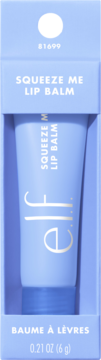 e.l.f. SQUEEZE ME LIP BALM, jasnoniebieska tubka w pasującym opakowaniu z okienkiem. 0.21 OZ (6 g).
