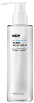 Rovectin Gentle Cleansing Gel w białej butelce z pompką, widok z przodu. Hydratyzujący, z Hyaluronic Acid.