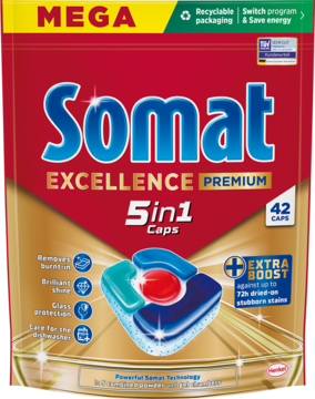 SOMAT Excellence Premium,kapsułki do zmywarki, 5w1,przód