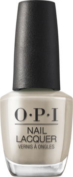 OPI Nail Lacquer w butelce, kolor jasny beżowy, z czarną zakrętką, widok z przodu z wyraźnym logo OPI.