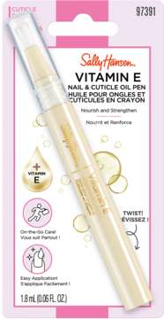 Sally Hansen Vitamin E olejek do paznokci i skórek w pisaku, beżowy aplikator, w różowym blistrze.