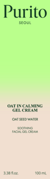 Purito Oat-in Calming Gel Cream 100ml. Kojący żel-krem z owsem, zielono-różowe opakowanie, widok z przodu.