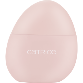 Catrice SOFT EMBRACE krem do rąk, jajowate, jasnoróżowe opakowanie z logo, widok z przodu. Wegańskie spa.