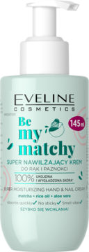 Eveline Be my matchy super nawilżający krem do rąk i paznokci w zielonej butelce z pompką, 145ml.