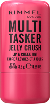 Rimmel Multi-Tasker Jelly Crush tint do ust i policzków, różowy, widok z przodu, pojemność 8.5g.