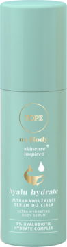 Miętowe serum nawilżające Yope My Body Hyalu Hydrate z 7% Hyalubiotic Complex, butelka, widok z przodu.