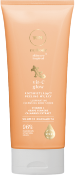 Yope Vit-C Glow peeling myjący z witaminą C, pomarańczowa tuba, zapach Summer Margarita, widok z przodu.