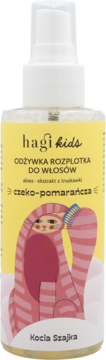 Hagi Kids, odżywka rozplątująca do włosów dla dzieci Kocia Szajka w sprayu, czeko-pomarańcza.