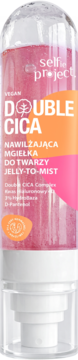 Selfie Project Double CICA Nawilżająca Mgiełka do twarzy. Różowy, shimmery płyn w butelce z pompką, widok z przodu.