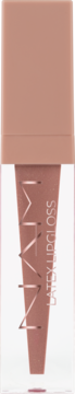 Nude błyszczyk do ust "LATEX LIPGLOSS" z lustrzanym wykończeniem w prostokątnym opakowaniu, widok z przodu.