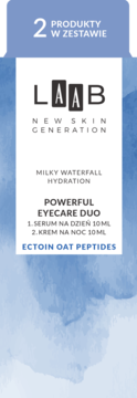 LAAB Milky Waterfall Hydration: Powerful Eyecare Duo z Ectoin Oat Peptides (serum dzień, krem noc 2x10ml).