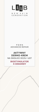Biała etykieta kremu LAAB Aktywny Dermo-Krem na oczy i usta, z Biostymulatorem i Ceramidami.
