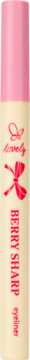Eyeliner do powiek w beżowo-różowym cylindrycznym opakowaniu, z czerwoną kokardą i napisem BERRY SHARP.