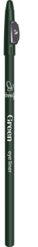 Ciemnozielona konturówka do oczu Lovely z temperówką na skuwce, widoczny napis "Green eyeliner".