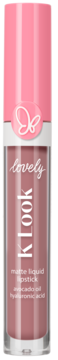 Matowa pomadka płynna Lovely KLOOK nude w tubie. Różowa nakrętka z motylem, z olejem awokado i kwasem hialuronowym.