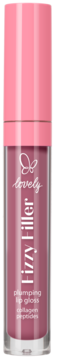 Powiększający błyszczyk Lovely Fizzy Filler różowy, z peptydami i kolagenem, w tubce z różową nakrętką, widok z przodu.