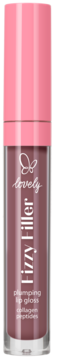 Lovely Fizzy Filler, błyszczyk powiększający z kolagenem, różowa nakrętka, odcień brązowo-różowy, widok z przodu.