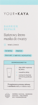 YOUR KAYA Barrier Repair krem-maska z ceramidami i skwalanem, białe opakowanie z niebieskimi akcentami.