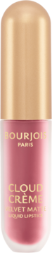 Bourjois Cloud Crème Velvet Matte Liquid Lipstick, różowa tubka ze złotą zakrętką, widok z przodu.