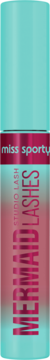 Mascara Miss Sporty Mermaid Lashes Studio Lash w turkusowej tubce z różowymi napisami, widok z przodu.