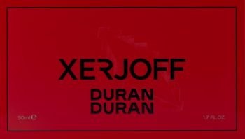 Czerwone opakowanie perfum Xerjoff Duran Duran z czarnym napisem i pojemnością 50ml, widok z przodu.