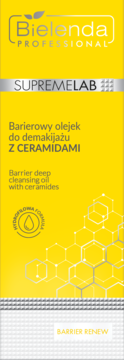 Bielenda Professional Supremelab Barrier deep cleansing oil with ceramides, yellow packaging, front view.