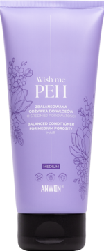 Anwen Wish me PEH, fioletowy kondycjoner do włosów średnioporowatych w tubce, widok z przodu.