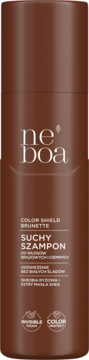 Brązowy suchy szampon Neboa Color Shield Brunette do włosów brązowych i ciemnych, widok z przodu.