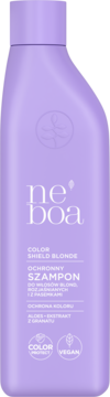 Fioletowy szampon Ne'boa Color Shield Blonde, widok z przodu. Ochronny szampon do włosów blond.