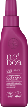 Różowa Neboa Phyto-Keratin Glow Odżywka wygładzająca bez spłukiwania, z fitokeratyną, vegan, widok z przodu.