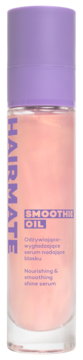 Hairmate Smoothie Oil, wygładzające serum nabłyszczające do włosów, w przezroczystej butelce z liliową nakrętką, widok z przodu.