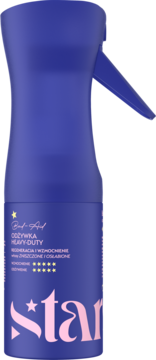 Granatowa odżywka Bodie-Aid Star Heavy-Duty w butelce sprayu, z różowym napisem 'star', regeneracja, widok przód.