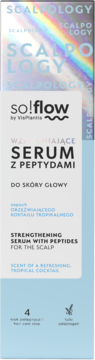 so!flow Wzmacniające Serum z Peptydami do Skóry Głowy, biało-niebieskie opakowanie z hologramem, widok z przodu.