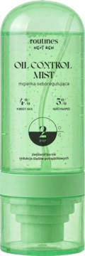 Routines Next Gen Oil Control Mist, zielona mgiełka z 4% AHA i 5% Niacinamide, redukująca przetłuszczanie, widok z przodu.