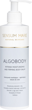SENSUM MARE ALGOBODY balsam do ciała, nawilżający i ujędrniający, w białej butelce z pompką, widok z przodu.