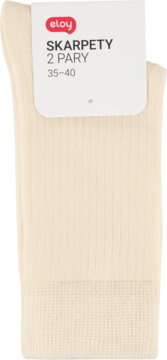 Eloy kremowe skarpety damskie rib, 2 pary, rozmiar 35-40, widok z przodu w opakowaniu.