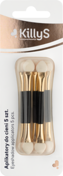 KillyS aplikatory do cieni 5 szt. w blistrze. Złoto-czarne rączki i beżowe, miękkie gąbkowe końcówki.