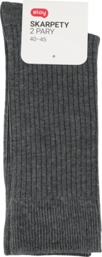 Eloy męskie skarpety rib w szarym kolorze, rozmiar 40-45, 2 pary w opakowaniu, widok z przodu.