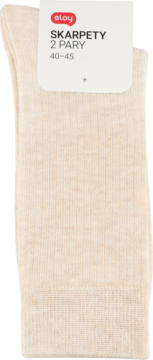 Jasnobeżowe, prążkowane skarpety męskie Eloy (40-45), 2 pary, widok z przodu z częściową metką.