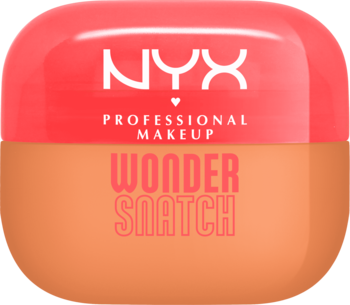 Puder wygładzający NYX Wonder Snatch. Opakowanie w kolorach koralowym i brzoskwiniowym, widok z przodu.