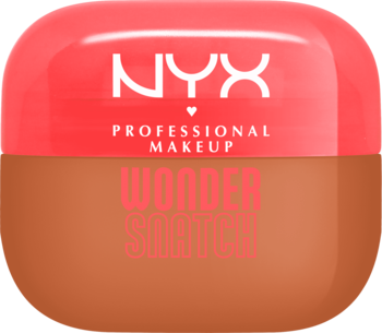NYX Wonder Snatch Powder Cinnamon Catch. Dwukolorowe, różowo-brązowe opakowanie pudru wygładzającego, napis NYX.