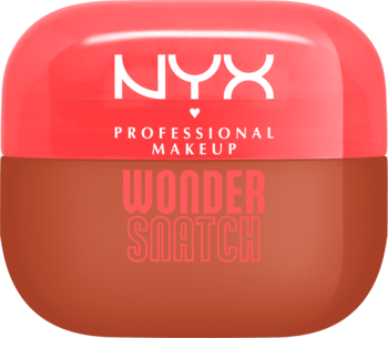 Profesjonalny puder wygładzający NYX Wonder Snatch Cacao Craze. Dwukolorowe okrągłe opakowanie, widok z przodu.