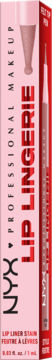 NYX PROFESSIONAL MAKEUP Lip Lingerie Lip Liner, różowo-czerwone opakowanie, widok przód/bok.