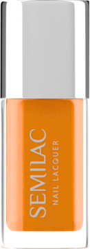 Semilac Neon Orange Nail Lacquer, intensywny pomarańczowy lakier do paznokci w szklanej butelce.