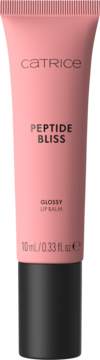 Różowy balsam Catrice Peptide Bliss Glossy Lip Balm z peptydami w tubce 10ml, widok z przodu.