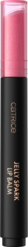 Catrice Jelly Spark Lip Balm 020 Twinkle Boss, różowy z brokatem, czarny sztyft, widok z przodu.