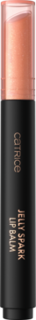 Catrice Jelly Spark Lip Balm 030 Glitter BAE, transparentno-brzoskwiniowy sztyft z brokatem, widok z przodu.